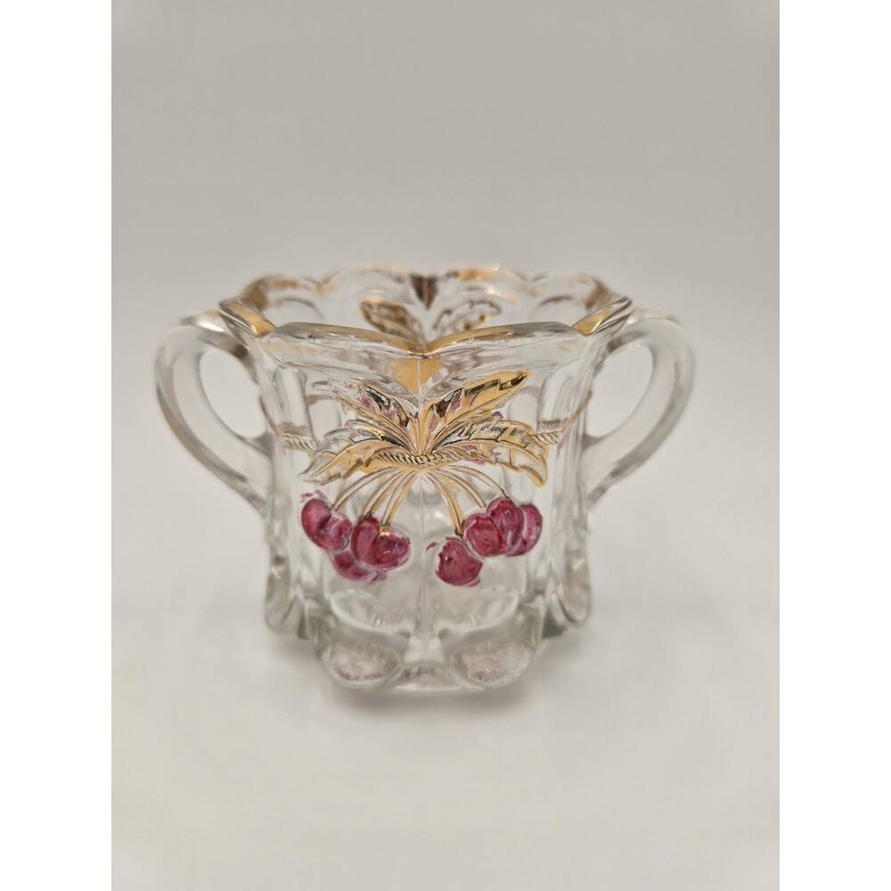Vintage Northwood Glass Cherry And Cable Open Sugar Bowl Or Spooner‎ 4"